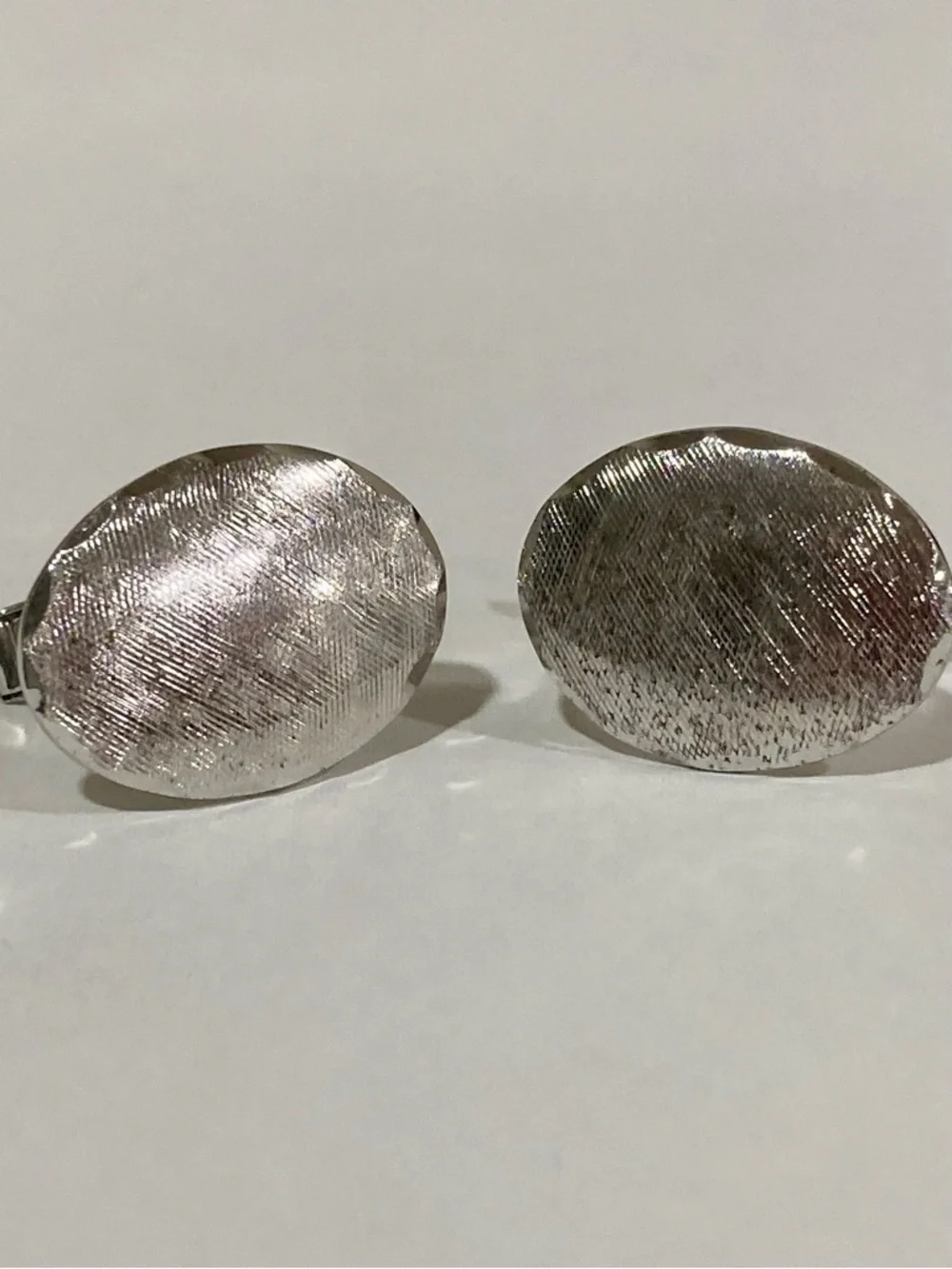 Sterling Silver Oval Textured Cuff Links Sterling T2 Vintage 10 Grams - Picture 3 of 14